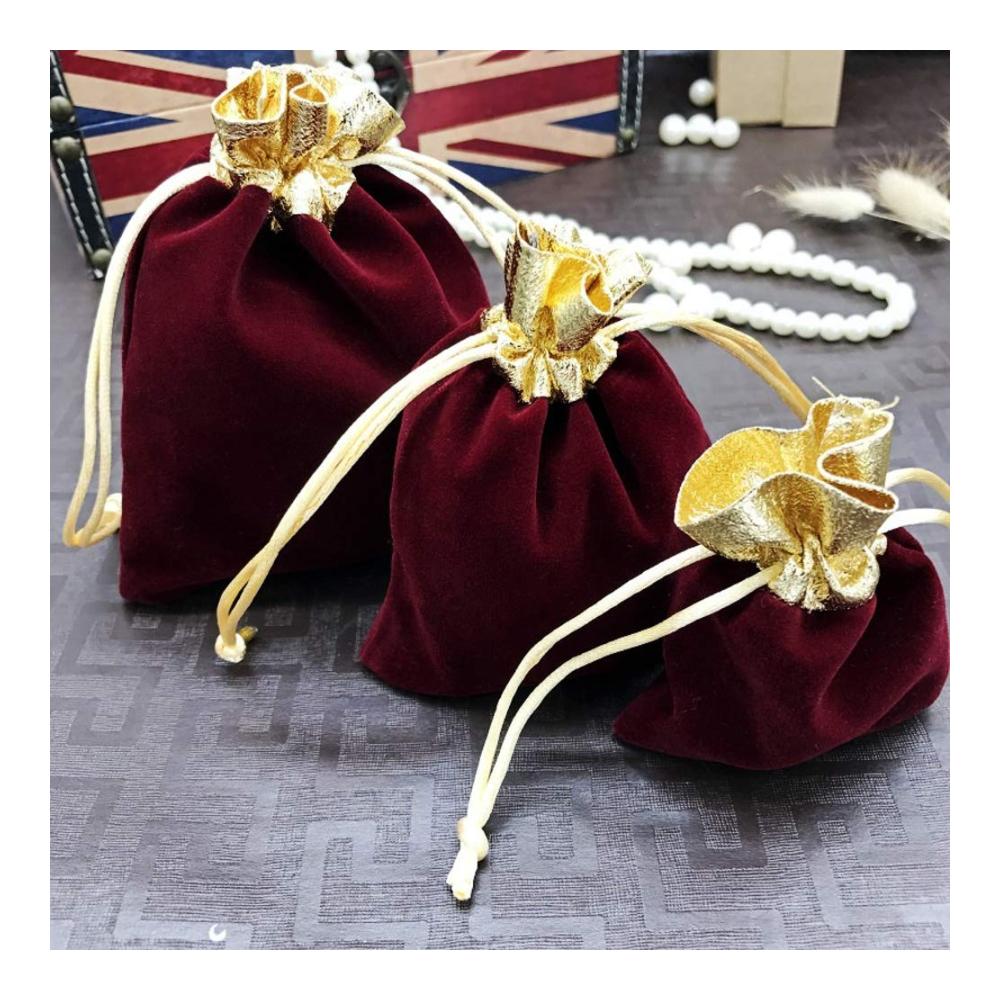 Elegante Gastgeschenke 50 Samtbeutel mit goldenem Rand für Schmuck - Ideal für Hochzeit Party Weihnachten & DIY Handwerk - Praktisch und stilvoll
