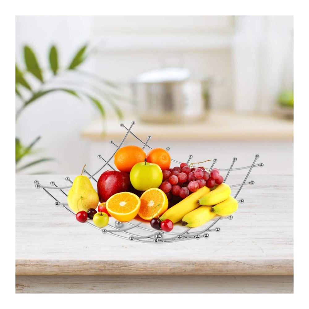 Moderne Obstschale aus Edelstahl | Attraktives Küchen- und Wohnaccessoire | Langlebiger Obstkorb mit Abtropffunktion | Stilvolles Dekorationszubehör für Küche und Wohnzimmer