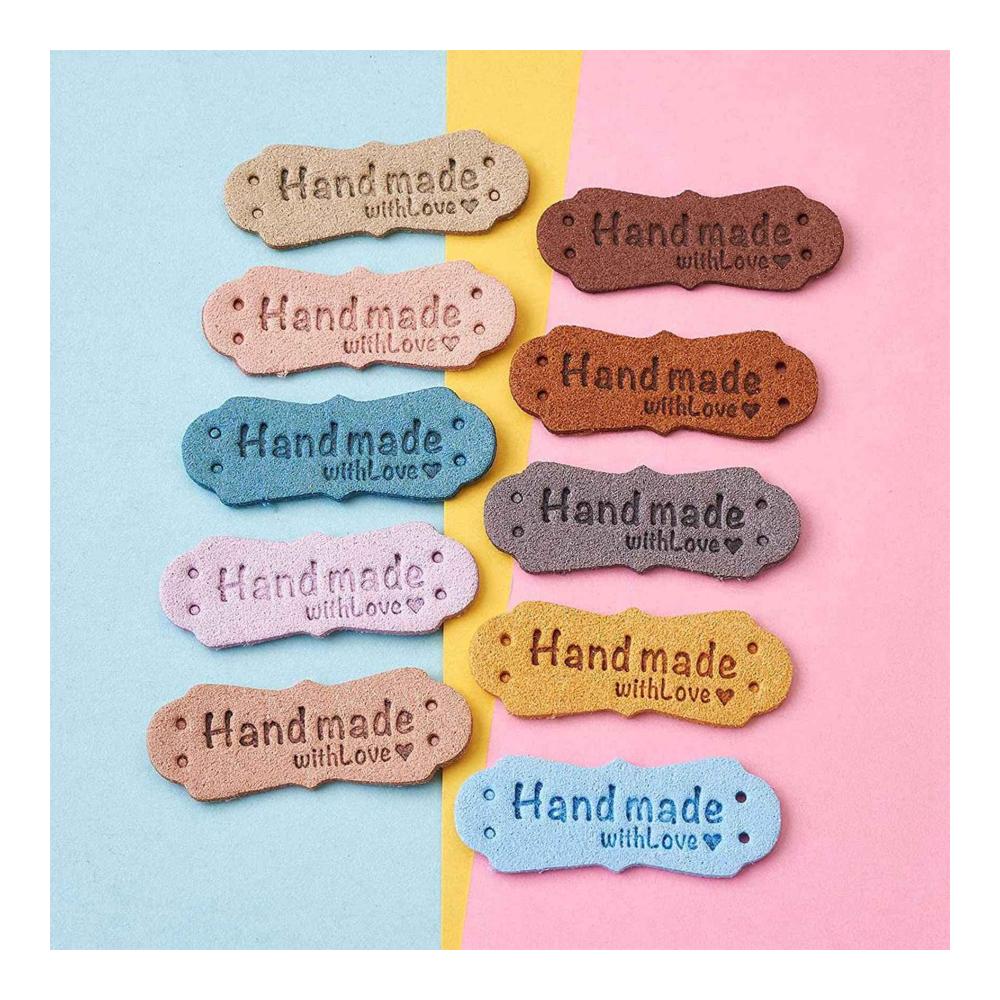 100 Stück Strick- & Häkelzubehör PU Leder Etiketten | Handgefertigte Mach Es Selbst Hüte | Mit Liebe für Kleidung Nähen | DIY Accessoires inkl