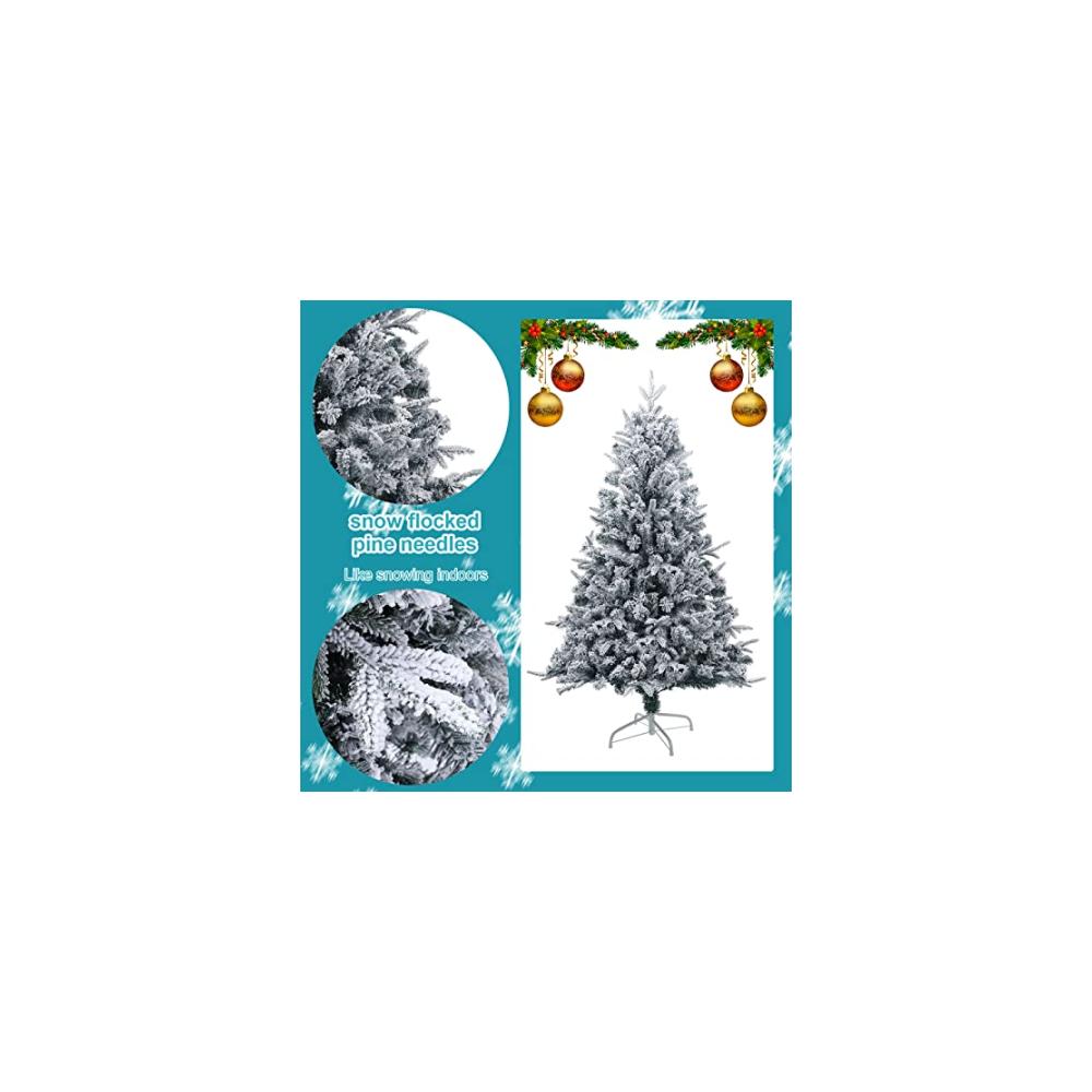 Authentischer künstlicher Weihnachtsbaum Schneebeflockt 21 m mit Metallständer für Zuhause Büro und Party - Vollständiger Baum für festliche Freude - Ein nützliches und glückliches Geschenk