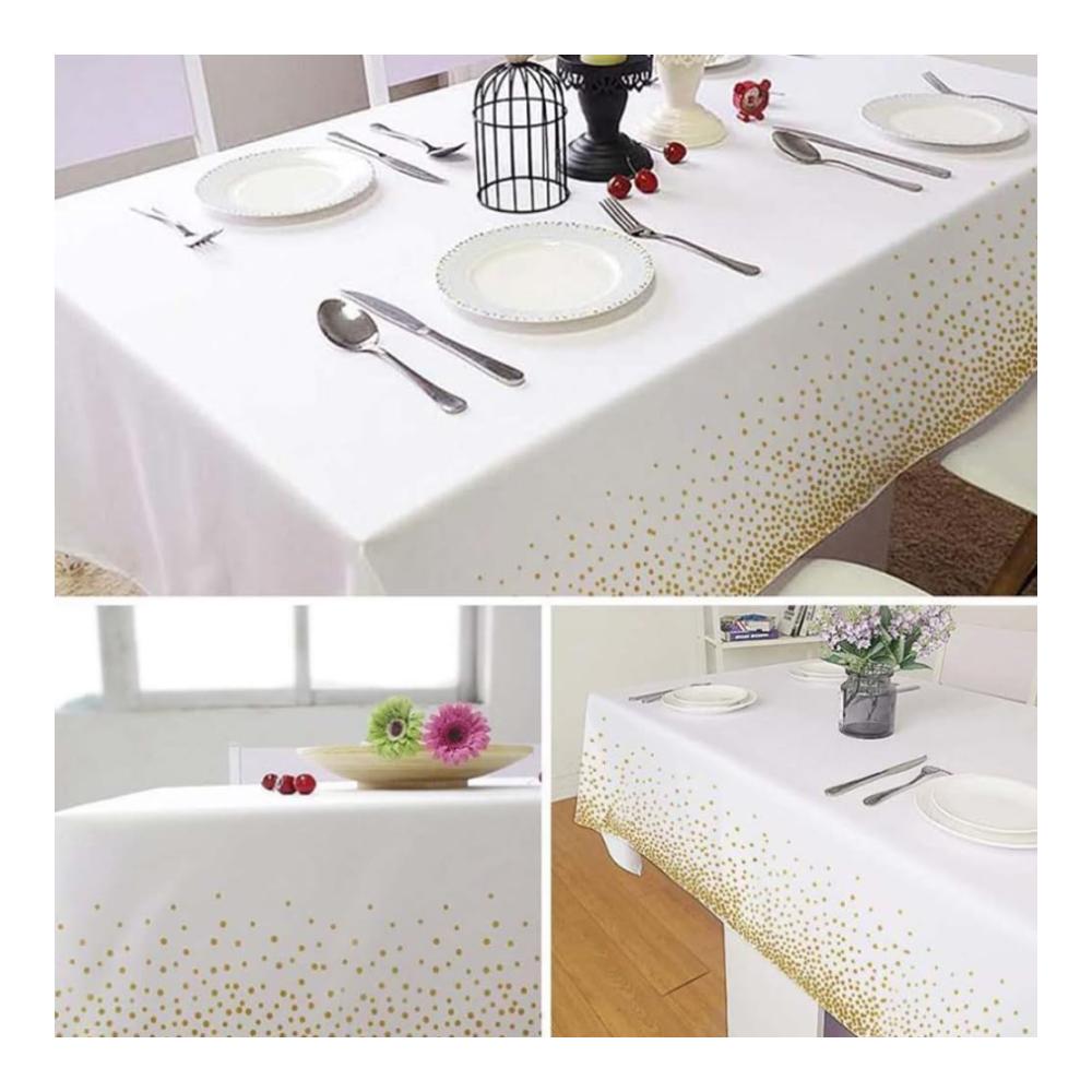 Einweg Tischdecken Set - 4er Pack Geburtstag Punkt Tischtücher wasserdicht - Rechteckiges Tischtuch für Party Picknick Jubiläum - 274x137cm