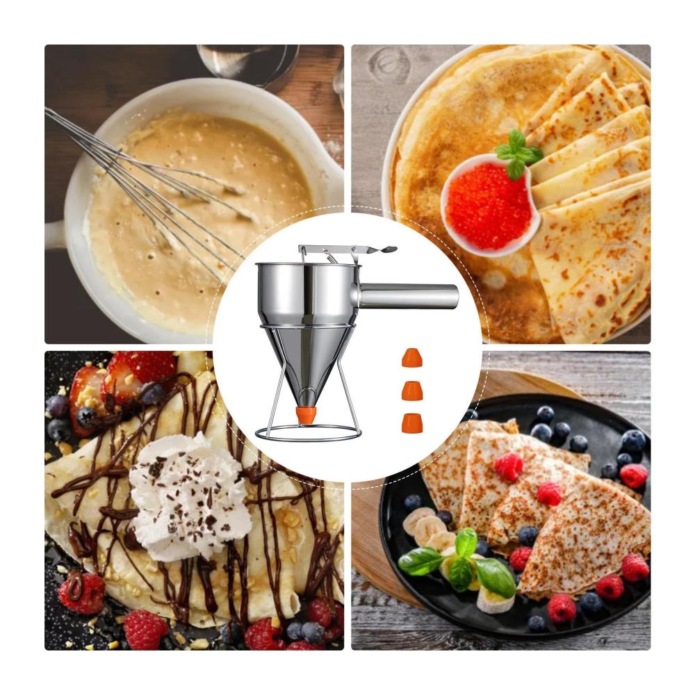 Sahnespender | Edelstahl-Trichter-Kuchenspender mit Ständer - Perfekt für Cupcakes Waffeln und mehr | Backspaß garantiert