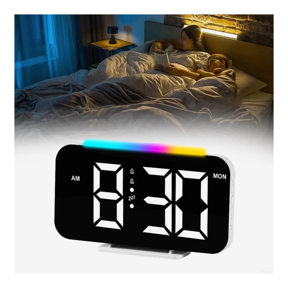 Entdecken Sie den ultimativen Komfort Digitaler Wecker mit RGB-Beleuchtung für den Nachttisch - 160 x 255 x 86 mm LED-Spiegeluhr und USB-Ladeanschluss - 10 Modi RGB-Nachtlicht 8 Farben LED-Anzeige. Machen Sie Ihren Morgen strahlender