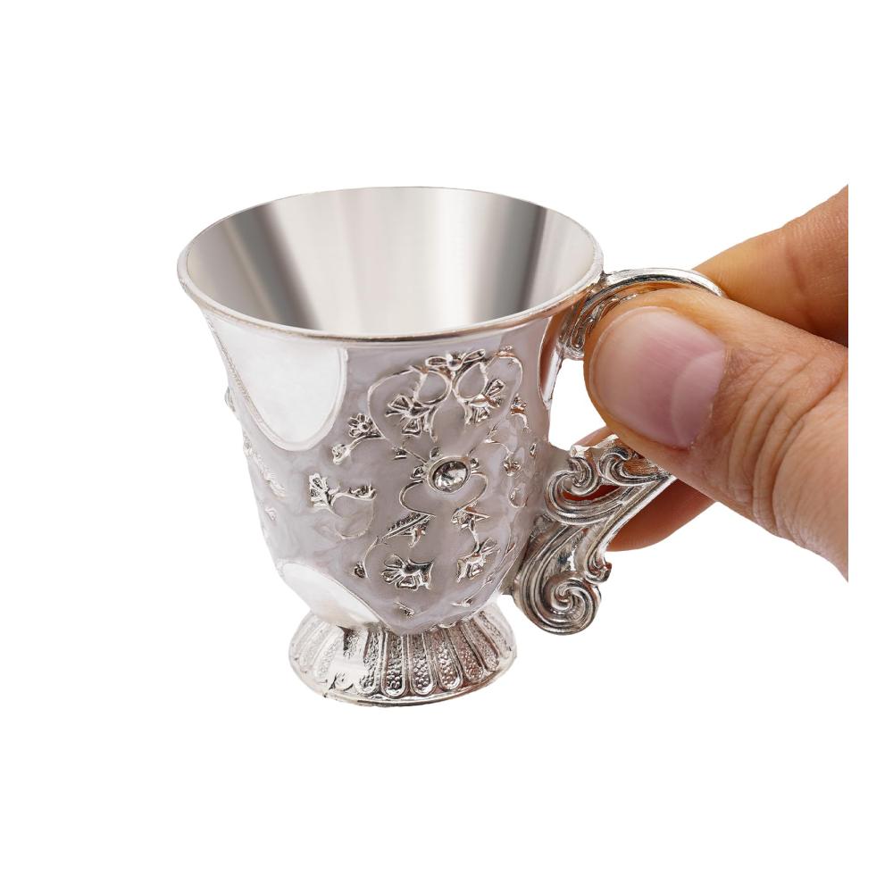 Exklusives Türkische Kaffeekanne & Teeset - Vintage Design mit Tablett und 6 Teegläsern | Edles Türkisches Teeset - Perfekt für Home Tea Party | Ornamentierte Teekanne in Silber für Genussmomente