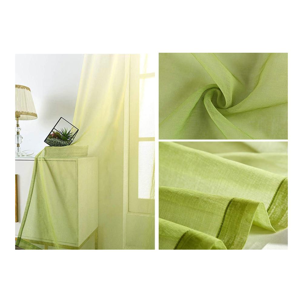 Erfrischen Sie Ihr Zuhause mit Stil – 2er Set Schiebevorhänge 115x107cm Transparente Gardine aus Polyester für Schlafzimmer mit Grün-Weißem Farbverlauf