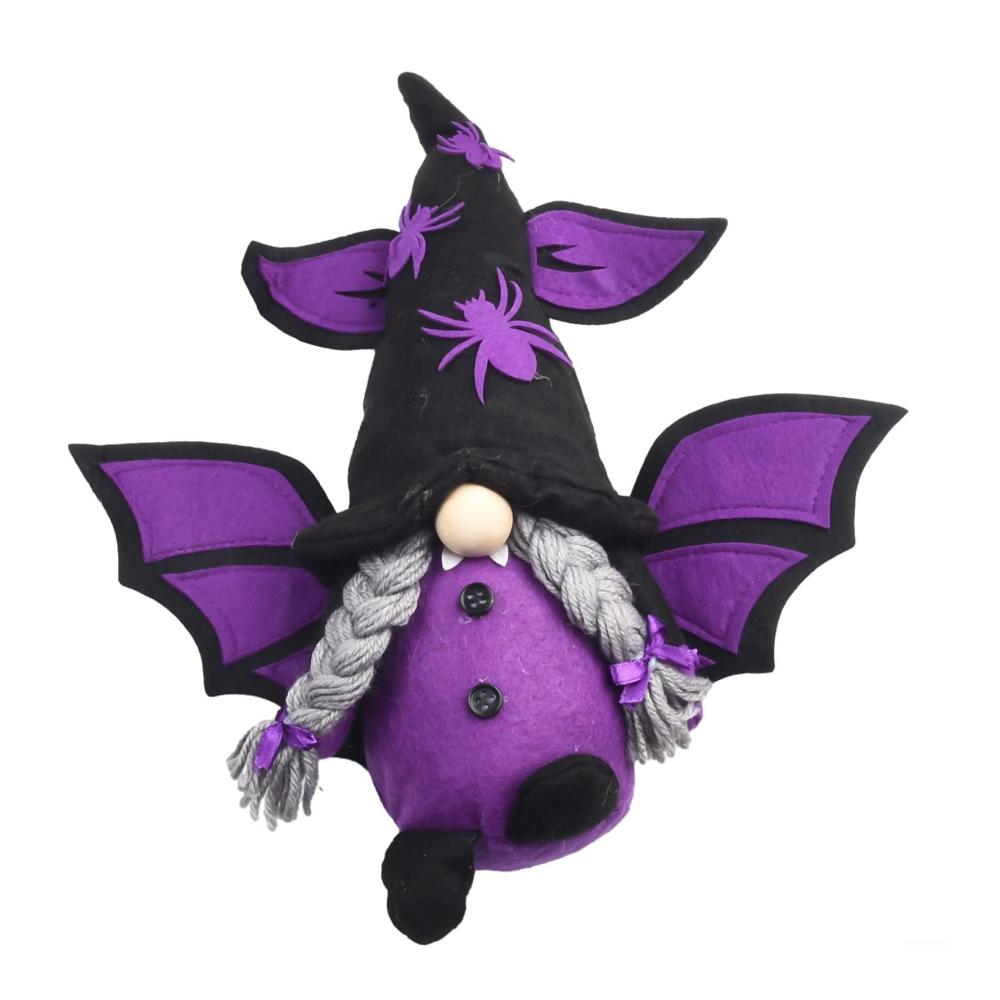 Entzückende handgefertigte Plüsch-Gesichtslose Puppen 2er-Set mit Fledermaus-Vampir alter Mann und Zwergmotiven - Perfekte Puppenornamente für einzigartige Dekorationen - 32 x 8 x 30 cm