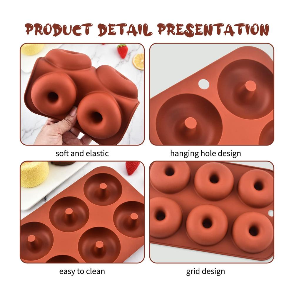 Backen Sie perfekte Muffins & Donuts! 2er Set Thnkstaps Silikon-Donut-Backformen mit hitzebeständigem Backblech. Antihaft & flexibel für 8 Donuts pro Form. Inklusive Pinsel für müh