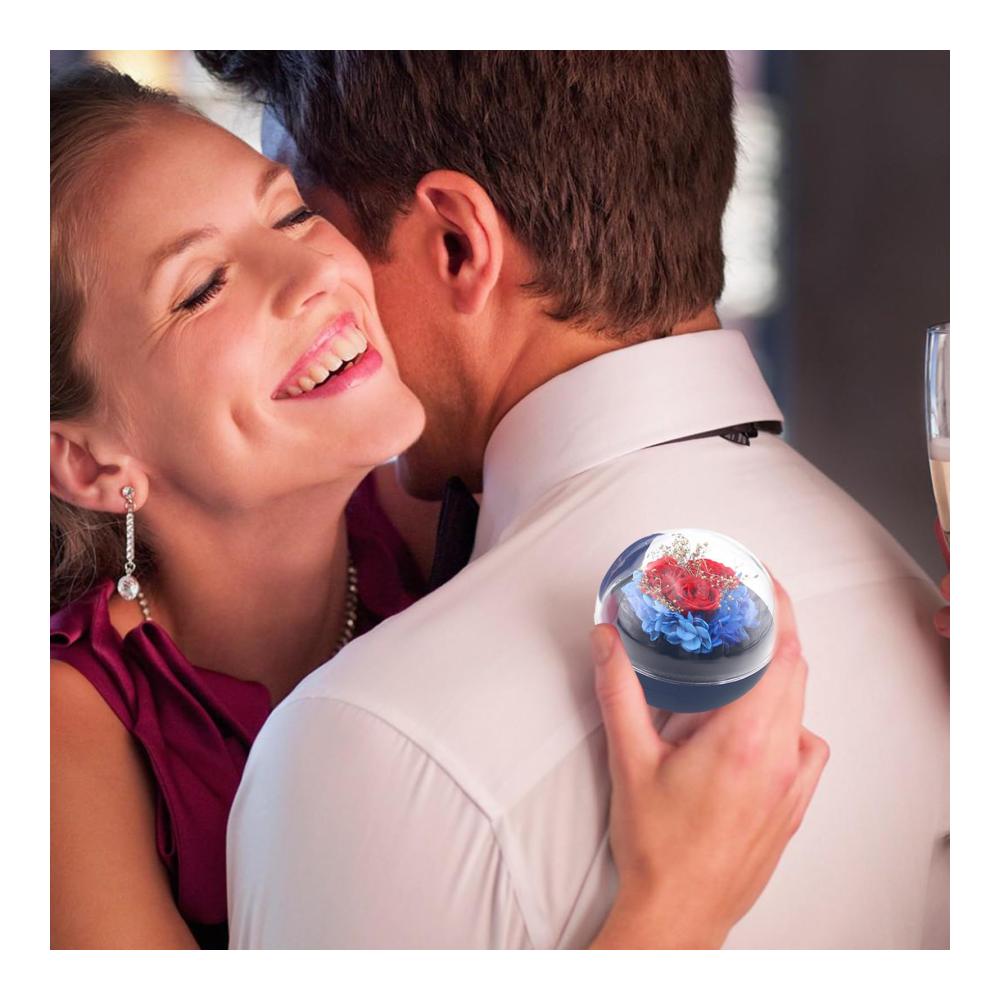 Entdecken Sie die zeitlose Eleganz Konservierte Rosen-Schmuck-Geschenkbox | Runde echte Rosenbox-Dekoration für Mutter Frau Freundin zum Jahrestag | Einzigartiges Geschenk mit konservierten Blumen