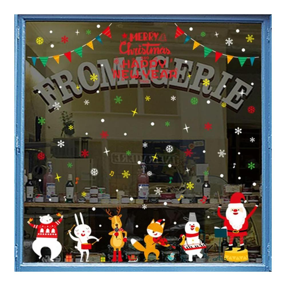 Erfrischendes Design Fensterbilder Set für Weihnachten - Frohe Weihnachten Fenster Aufkleber mit Weihnachtsmann Schneemann Elch & Weihnachtsbaum - Hängende Kugel Aufkleber für
