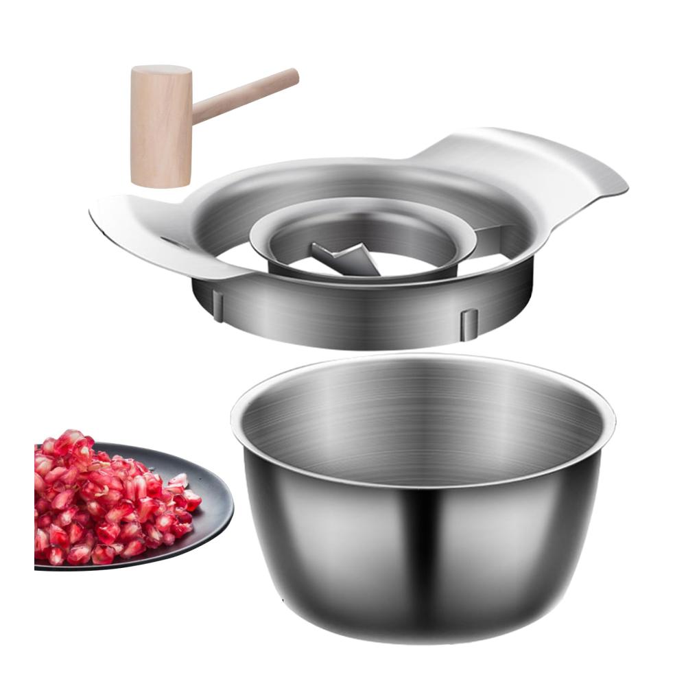 Entfernen Sie mühelos Kerne! Granatapfelöffner & Schäler aus Edelstahl mit Schüssel. Präzises Granatapfel-Entkernungsgerät - Leicht zu bedienen leicht zu reinigen. Perfekter Küchenhelfer für sauberes und schnelles Entkernen. Genießen Sie frische Granatäpfel ohne Aufwand