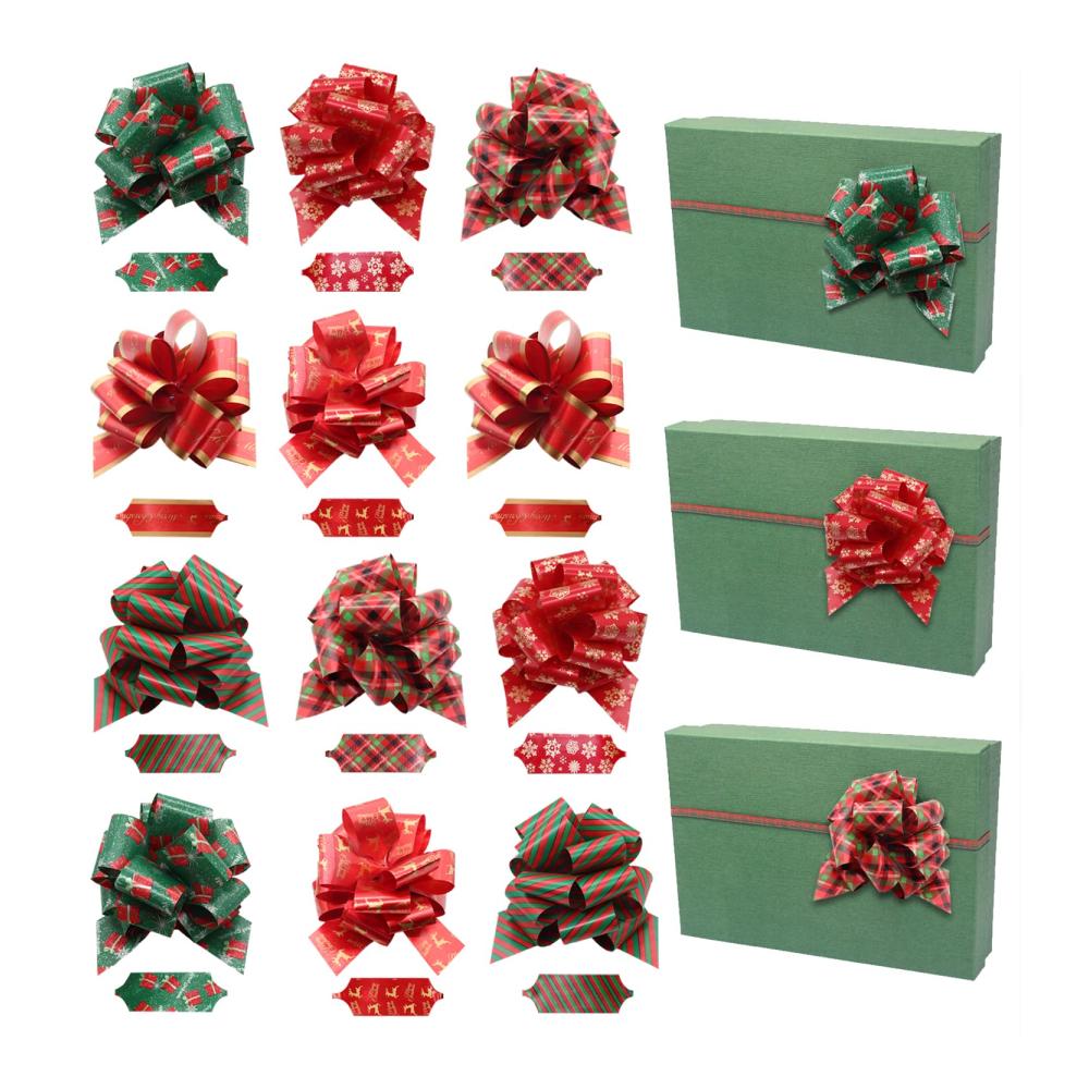 CCUCKY 12er Set Bunte Geschenkschleifen - Dekorative Ziehschleifen (5 Breite) für stilvolles Verpacken von Geschenken ideale Ergänzung für Weihnachtsdeko und saisonale Geschenkverpackung