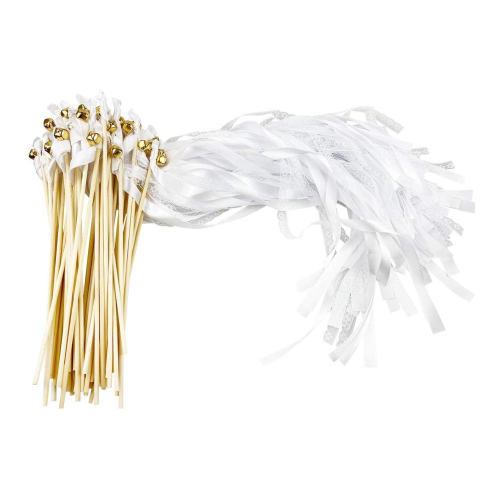 Magische Luftschlangen 50er Pack Zauberstäbe mit Glocken für unvergessliche Hochzeiten Baby Showers & Feiertagspartys - Seidenfee Stäbe für