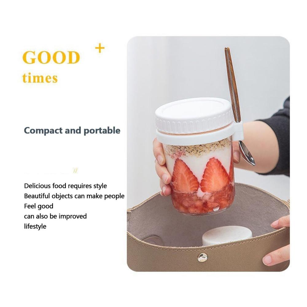 4er Set luftdichte Glasbehälter 350ml - Ideal für Overnight Hafer Salate & mehr! Wiederverwendbar & tragbar - Mit Messmarkierungen & Deckel für Frische - Lebensmittelaufbewahrung für Unterwegs