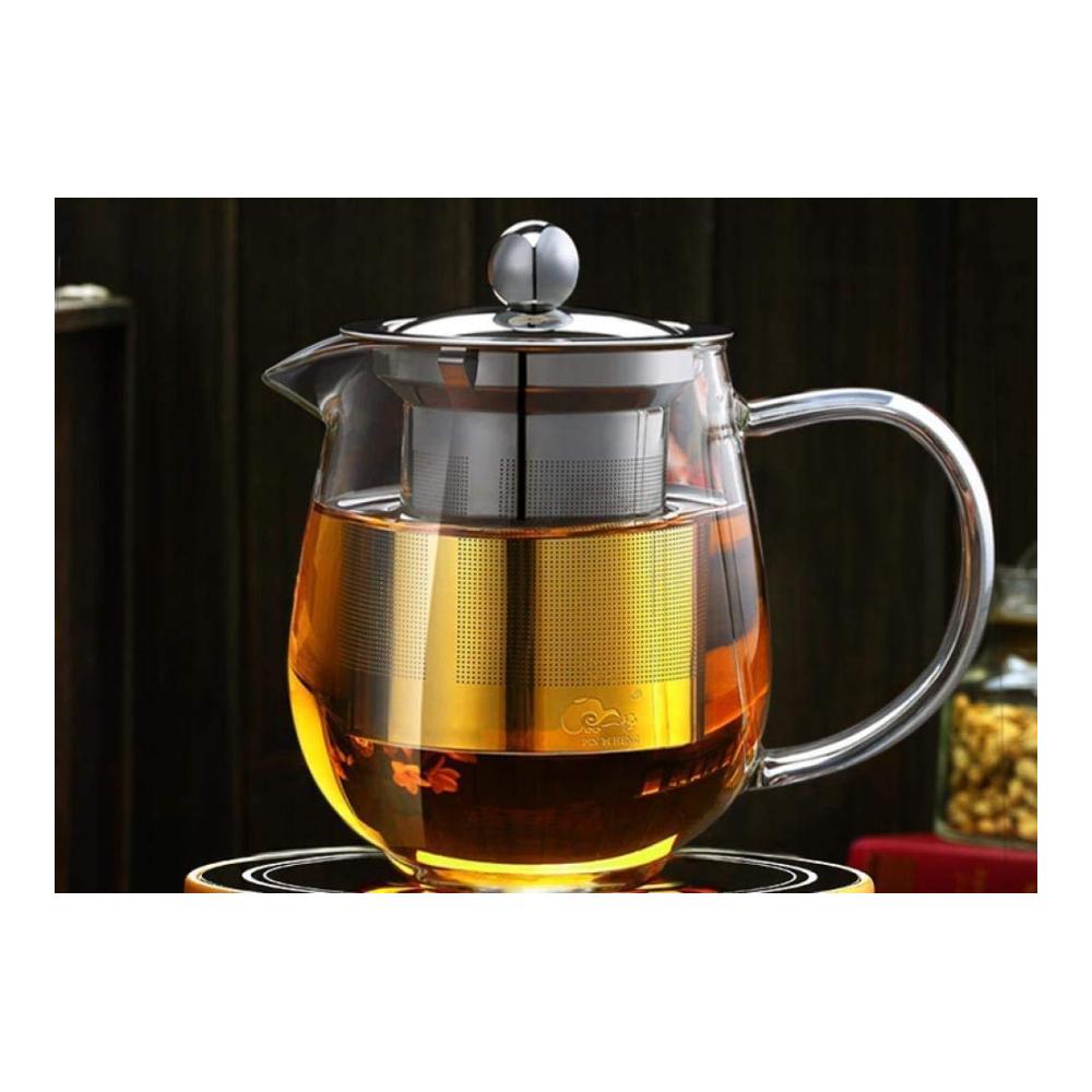 Exklusives 15-teiliges Teeservice-Set Elegante Teekanne aus hitzebeständigem Glas (850 ml) mit integriertem Sieb für aromatischen Genuss - Perfekt für stilvolle Teestunden zu Hause