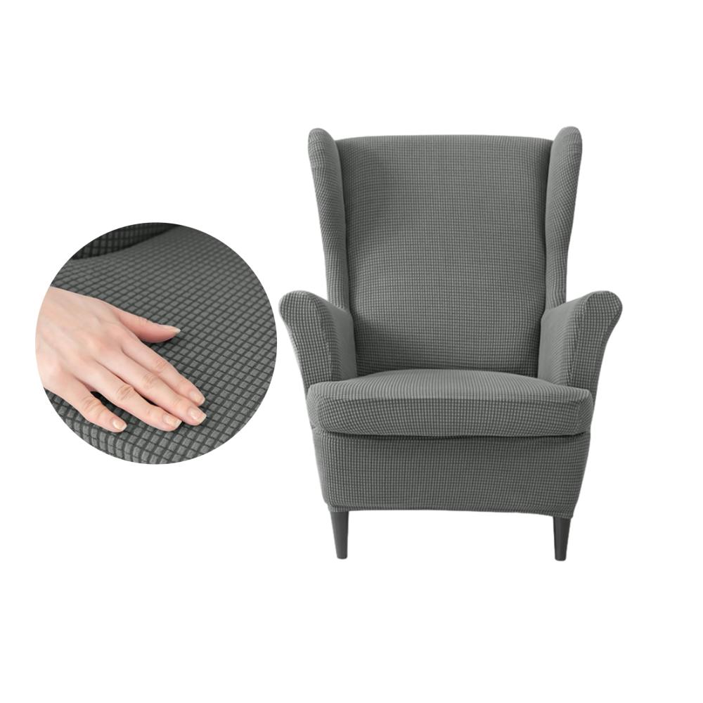 Dehnbare Sesselüberwürfe mit Ottomane und Kissenbezügen – Schonbezug Set mit Stretch-Maiskernvlies für Ohrensessel und Hocker - Stuhlhusse im Tiger-Design (Grün