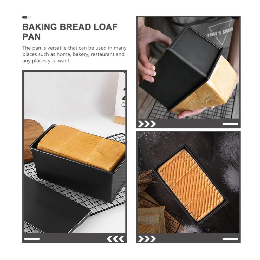 Entfalten Sie Meisterwerke 2er Set Antihaft Pullman-Kastenformen für Brotlaibe - Hochwertiger Karbonstahl mit Deckel - Backen Sie köstliches Brot von 055 lb bis 1 lb mühelos