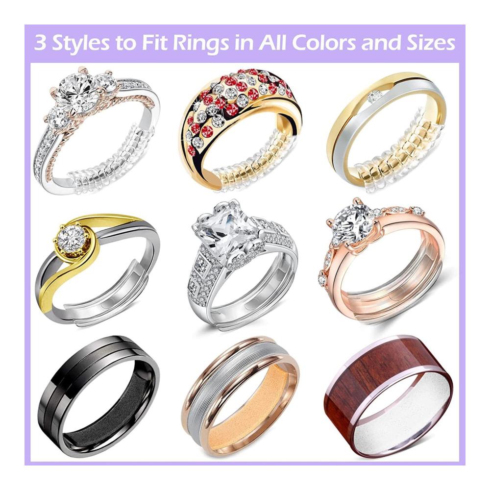 Erstklassiges Schmuckherstellungs-Set Flexibles Ringgrößen-Einstellset aus klarem Metall und Silikon – Wasserdicht praktisch und regulierbar. Kleine Ringabstandshalter mit Messwerkzeug für perfekte Kreationen. Exklusiv und hochwertig