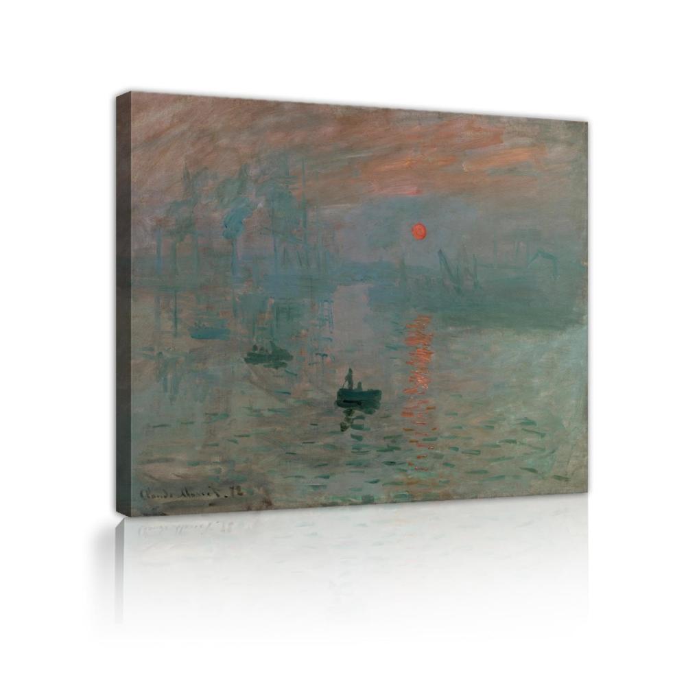 Große Leinwanddrucke Claude Monets berühmte Sonnenaufgangsimpression in Museumsqualität - Perfekt für Küche und Wohnkultur - 60x72cm Lackierungen