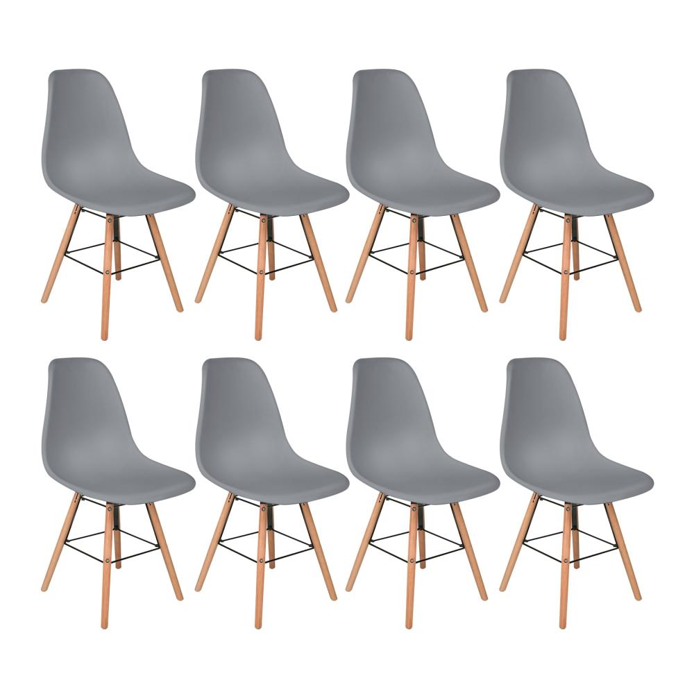 Entdecken Sie den Komfort Homewell Esszimmerstühle Set mit 8 Stühlen – Ergonomisch Modern Grau – Stilvoll für Küche und Esszimmer – PP-Kunststoff Massivholzbeine Metall Fußstütze