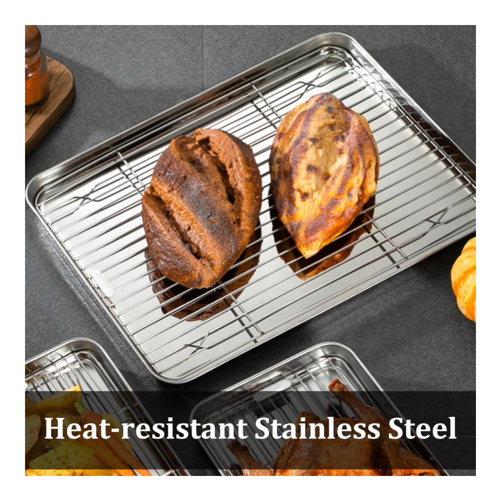 Verstellbares Abkühlgitter aus Edelstahl für Backbleche - 2-teiliges Set 15.35x11.02 Zoll - Ideal zum Grillen Braten und Backen - Rostfreies Kühlgitter für perfekte Ergebnisse