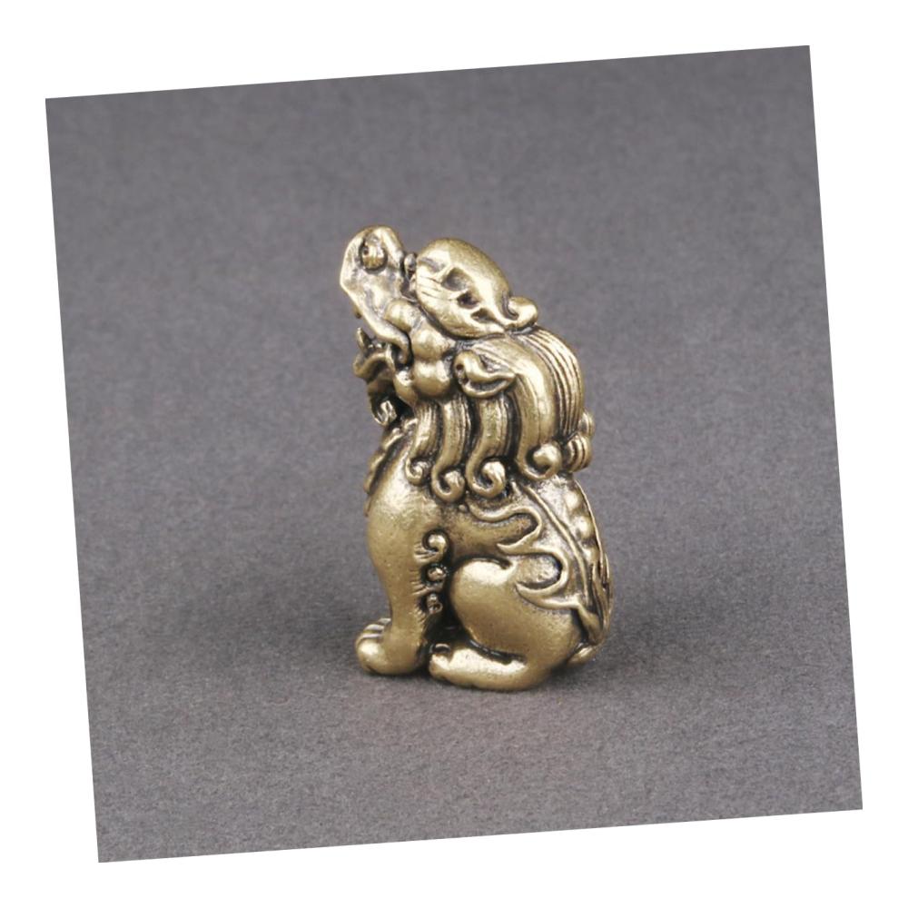Exquisite Puppen-Sammlerstücke Feng-Shui Pi Yao Reichtumsskulptur aus Messing Bürodekoration mit Löwenfigur handgefertigtes Bastelornament für Glück und Wohlstand