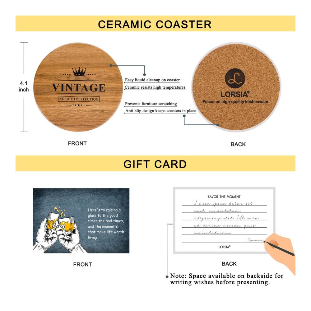 Erlesenes Whiskeyglas-Set zum 60. Geburtstag für Männer - Perfektes Geschenk für Vater Ehemann & Freunde - Inklusive Eiskugelform stilvollem Untersetzer & persönlicher Geschenkkarte - Luxuriös verpackt in einer eleganten