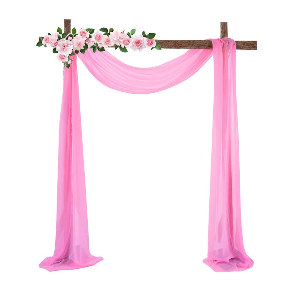 Entdecken Sie Eleganz Schiebevorhänge - Querbehang Freihanddeko für Hochzeitsbogen & Traubogen - Himmelbett Vorhänge in Weiß - Transparente Tüllstoff Meterware - Ideale Wohnzimmer Fensterdeko - 1 Stück (Rosa W70cm x H550cm