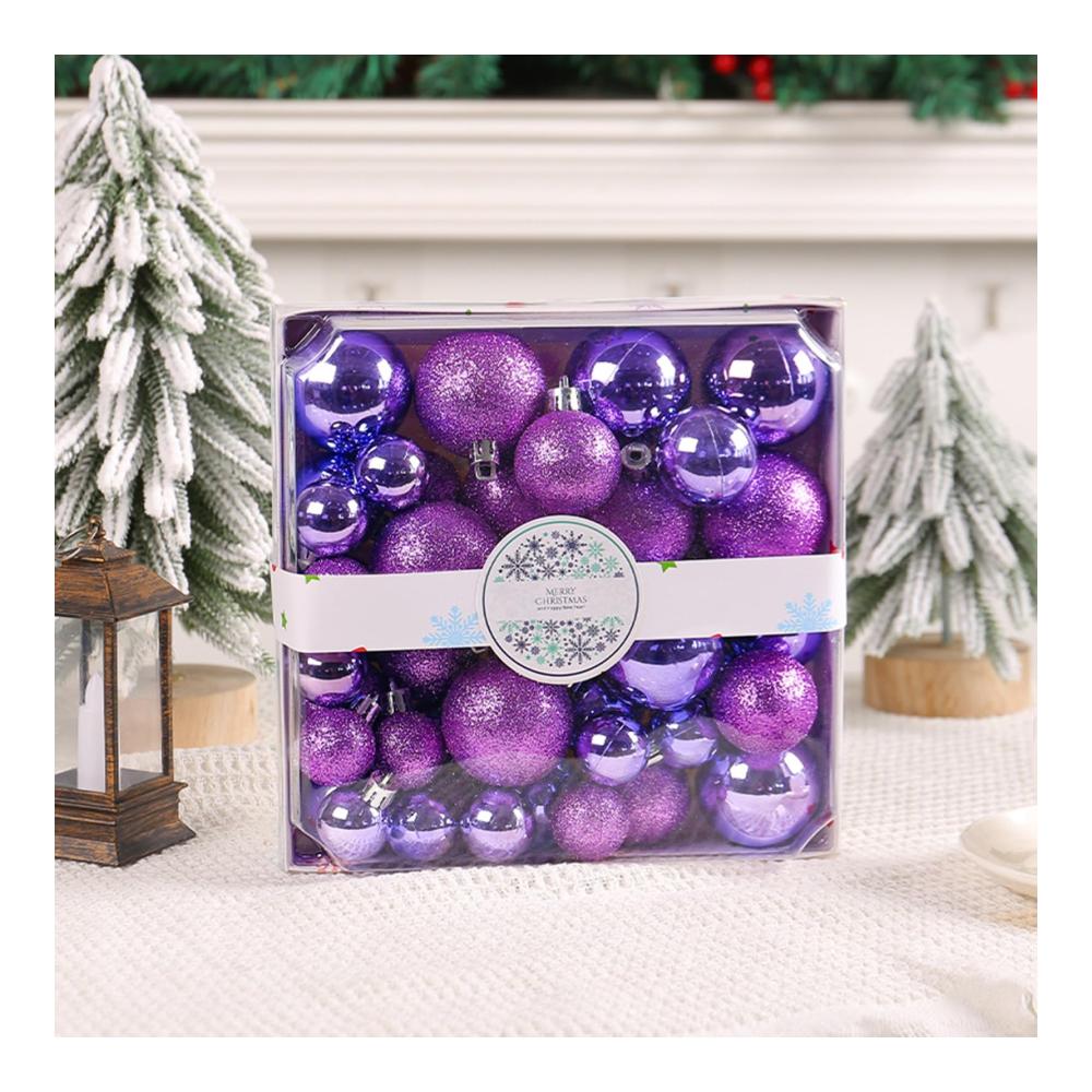 Buntes Kugel-Set für Weihnachtsbaum – 44-teilig langlebige bruchsichere Kunststoff-Ornamente in lebendigen Farben – Festliche Feiertagsdekoration für einen auffälligen Weihnachtsbaum – Inklusive lila Anhänger