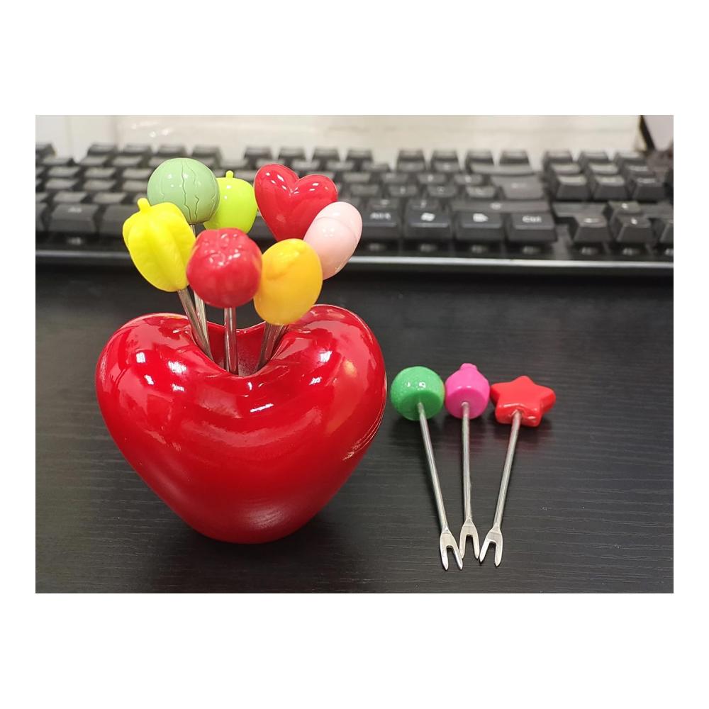 10er Set Kreative Obstgabeln & Salat Picks - Wiederverwendbare Edelstahl Kinderfutter Gabeln mit Halter Liebevolle Dekoration für Snacks & Vorspeisen