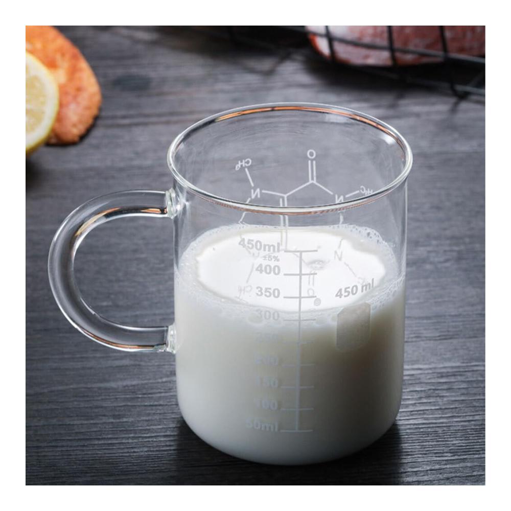 Milchschaumkännchen Stilvoller Glasbecher mit Graduierung und vielseitigem Griff für perfekten Schaum - Robuster umweltfreundlicher Kaffeebecher