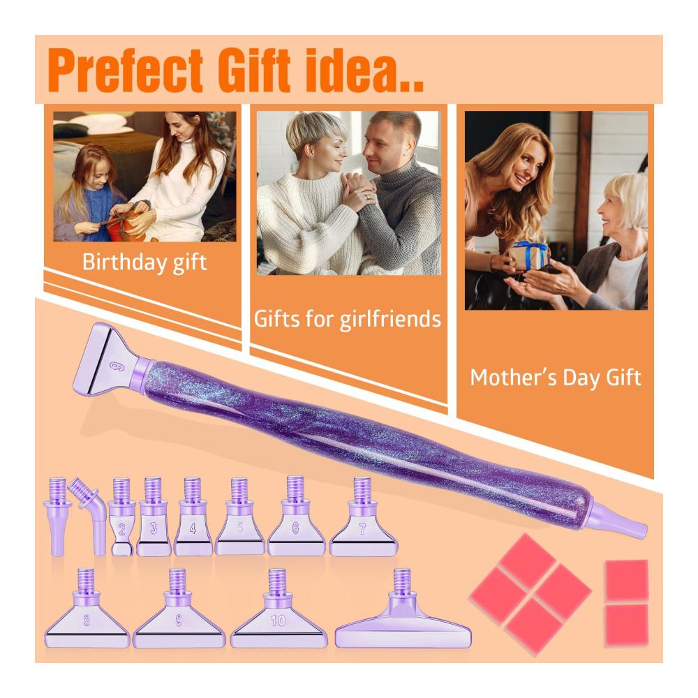 Entdecken Sie das Ultimative DIY Diamond Painting Werkzeug & Zubehör Set für Künstler Papasgix 20-teiliges 5D Diamond Painting Stift Set inklusive Metall Ersatzköpfen - Perfekt für Mosaikherstellung und mehr! (Violett Lila