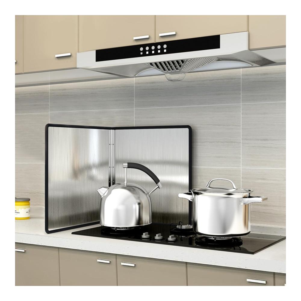 Klappbarer Spritzschutz für Herd und Pfannen | Edelstahl Küchenspritzplatte | Platzsparendes Design | Fettschutz beim Kochen und Braten | 45x50cm Größe | Kochzubehör & Displayschutzfolie inklusive