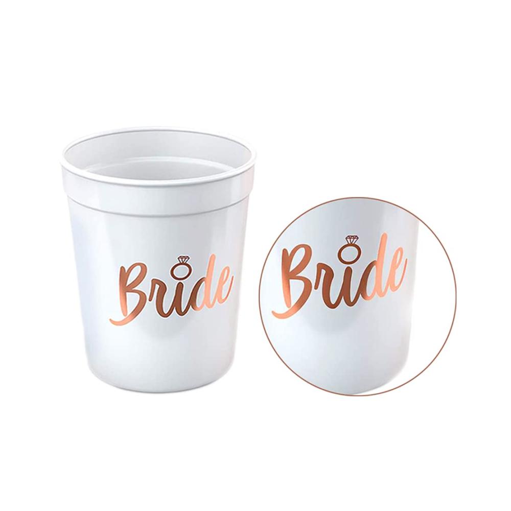 Rosa und Weiß Bride Tribe Cups Set – 11 Stück für Junggesellenabschied & Brautpartys – Hochwertige Trinkbecher für die perfekte Feier mit Brautjungfern. Ideal für stilvolle Tassen-Sammlungen