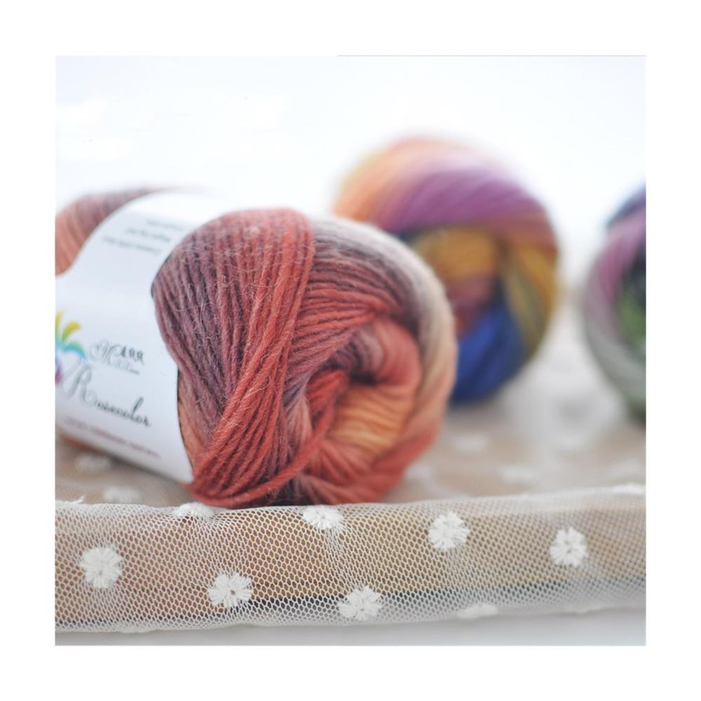 Entdecken Sie die kreative Vielfalt 5x 100g Bündel Regenbogen-Häkel- & Strickgarn für kunstvolle Damenaccessoires - Handgewebte Farbexplosionen aus reiner Wolle! (Farbe