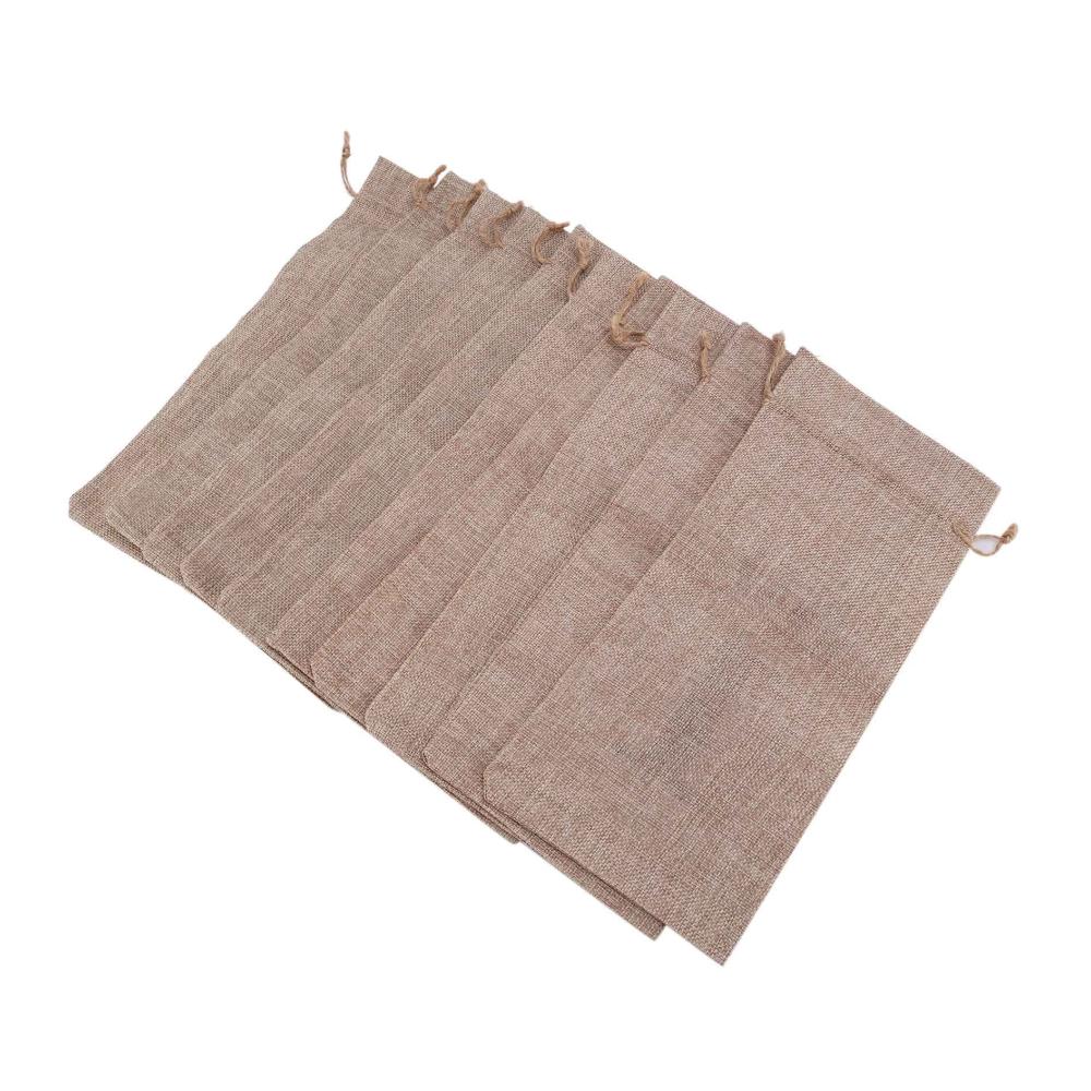 10 Stück Weinbeutel | 14x6 1/4 | Hessisch Nummerierte Weinflasche Geschenkbeutel | Kordelzug | Ideale Flaschenkörbe & -träger für Blinde Weinprobe | Praktisch und stilvoll
