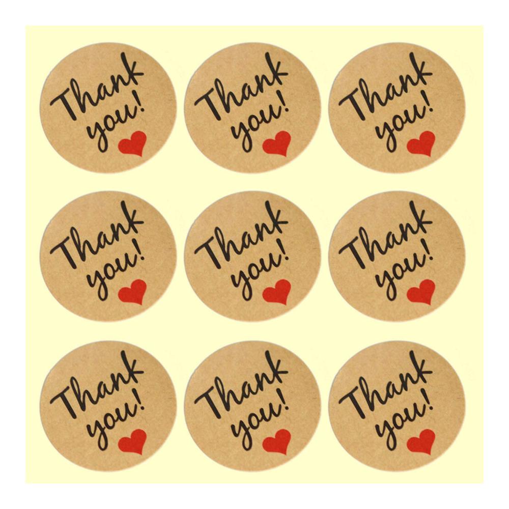 48 Kraftpapier Sticker Thank You für Hochzeit & Party - Deko Aufkleber mit Versiegelung - Rustikale Vintage Design - 48 Stück