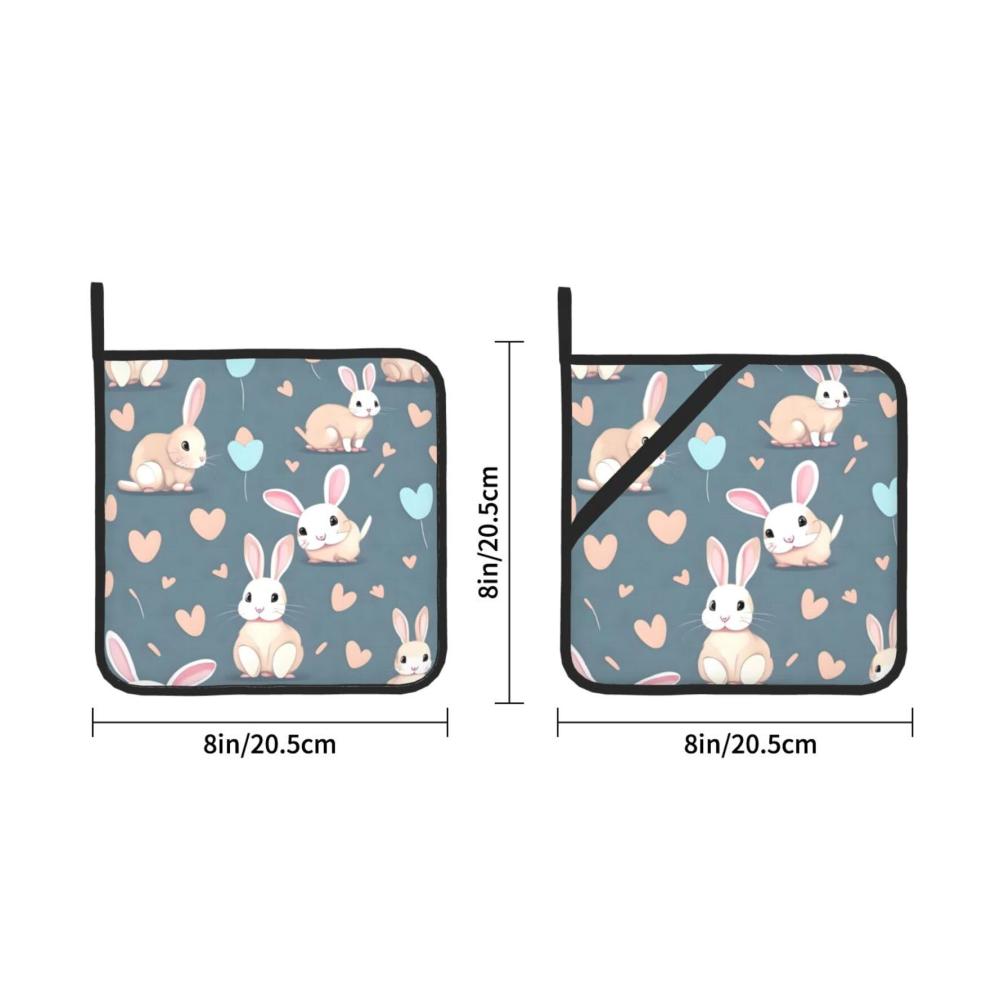 Entdecken Sie Komfort und Stil 2er-Set Quadratische Topflappen mit Cartoon-Hasenmotiv - 203 x 203 cm. Dick langlebig verbrühungssicher und leicht zu reinigen. Perfekter Schutz für Ihre Hände in der Küche! Ideales Geschenk für Kochliebhaber