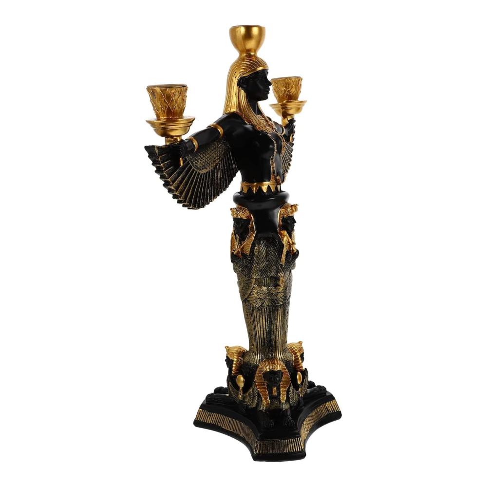 Ägyptische Göttin Harz Kerzenständer - Vintage & Antik Design für Halloween & Weihnachten Eleganter Kerzenhalter im Ägypten-Stil