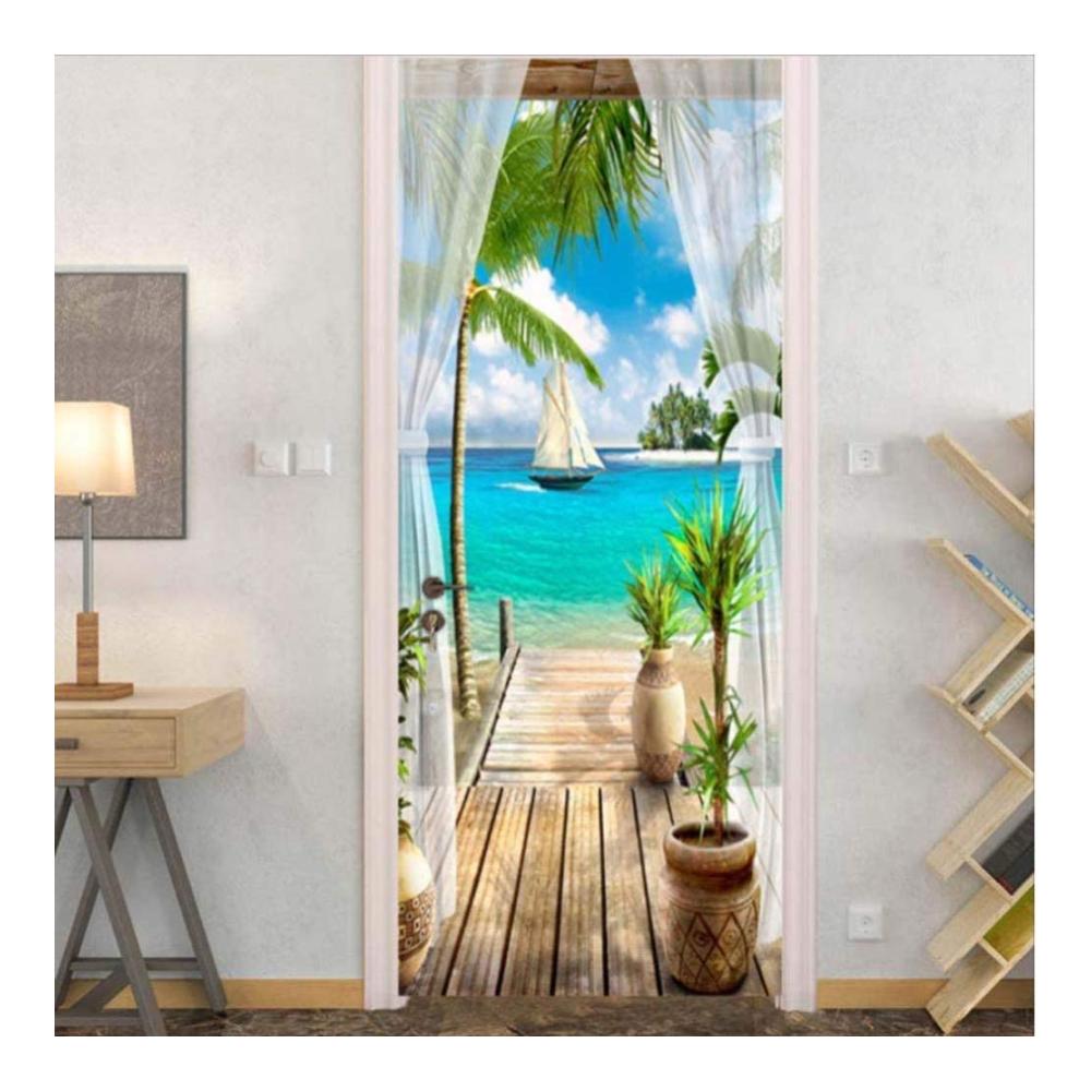 Verwandeln Sie Ihre Tür mit unserem 3D Türaufkleber! Selbstklebendes Türposter für Kinderzimmer mit maritimem Design. Fototapete aus PVC für kreative DIY-Wandgestaltung. Dekorative Türfolie mit Segelboot-Motiv. Verschönern Sie Ihren Raum mit unserem selbstklebenden Wandbild - 70 x 200 cm