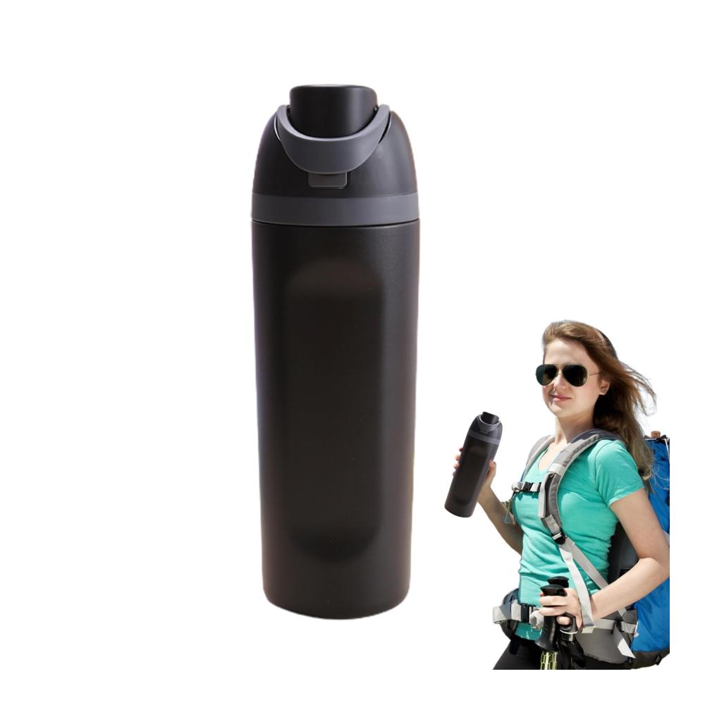 Isolierflasche Edelstahl 600ml | Thermobecher mit Strohhalm | FLXSO Trinkbehälter | Doppelwandige Isolierung | Auslaufsicherer Thermalwasserbecher | Ideal für Sport Fitness und Unterwegs