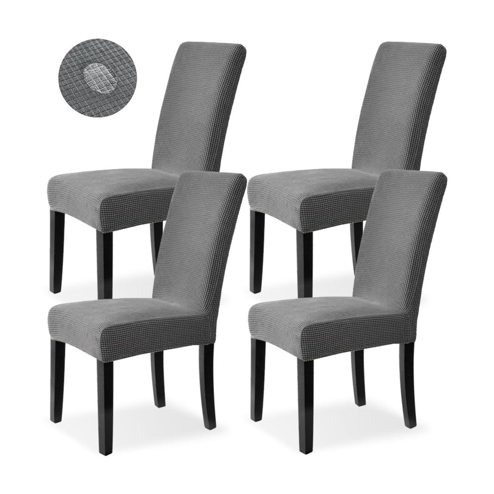 Hussen Set 4 Stück | Elastische Stuhlhussen waschbar | Schutz für Bankett Hochzeit Party | Dekorative Stuhlüberzüge | Stretch Stuhlbezug für Esszimmer Küche | Grau
