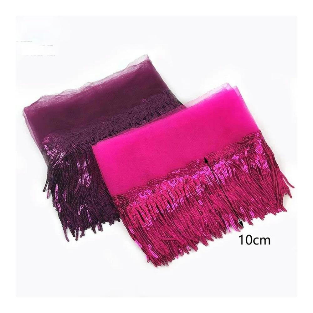 Schillernde Pailletten-Quastenfransen Perfekt für Tanz & Mode | 18cm 4 Yards | Nähzubehör für Vorhänge & Kleidung