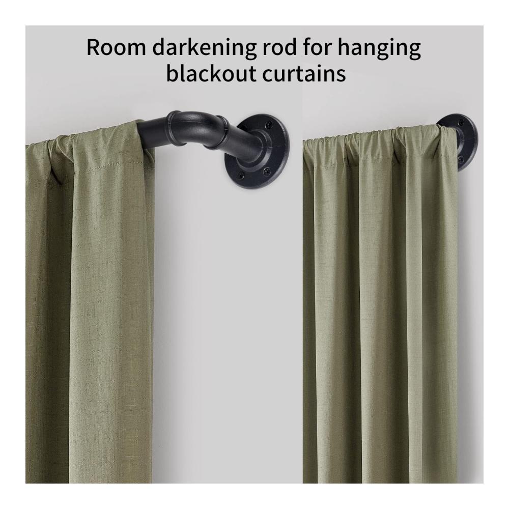 Industrie Vorhangstange Einzelstück Ausziehbare Metall Gardinenstange für Ösenvorhänge & Raumteiler - Verstellbare Fensterstange 80 cm - 218 cm - Stilvolle Lösung für industriellen Wohnraum