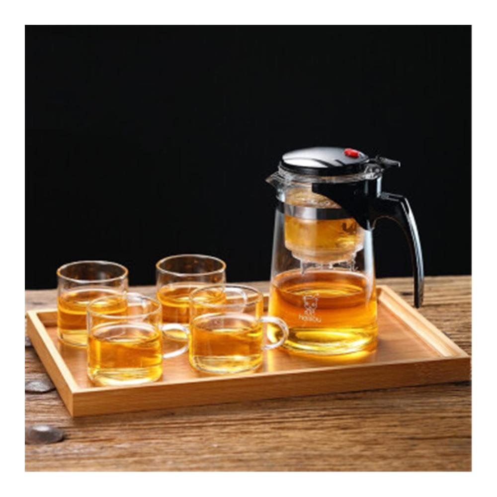 Genießen Sie den Nachmittagstee mit unserem eleganten Glas-Teeservice-Set Kung-Fu-Tee-Set mit Filterkanne Teekanne 4 Tassen und Tablett. Transparent One Size