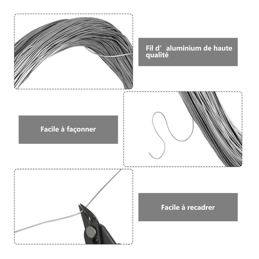 Premium 1mm Schmuckdraht aus Aluminium - 300m Silberdraht für Modellbau DIY Kunst & Basteln - Metallfaltbarkeit mit Schmuckklammer - Ideal für kreative Projekte