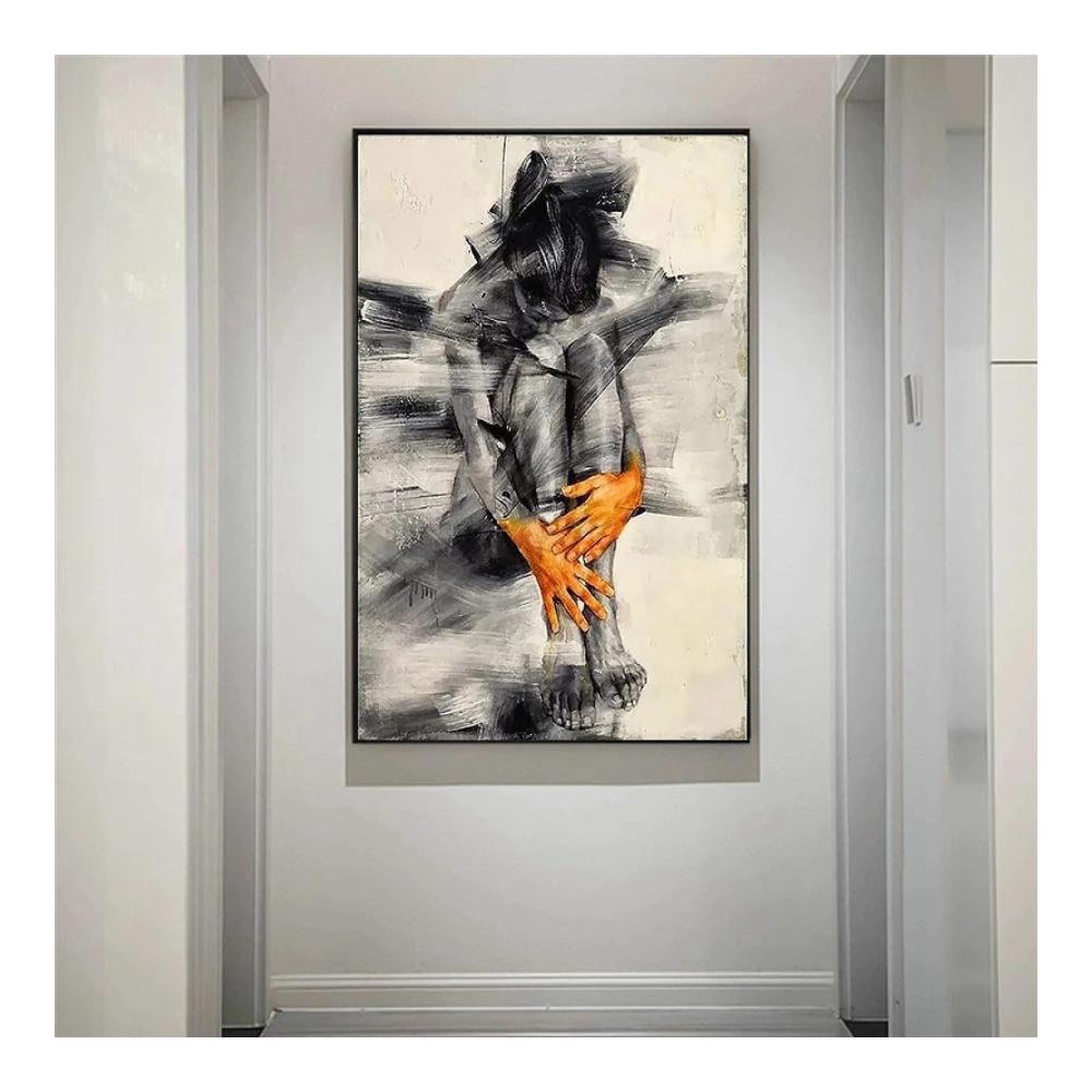Malkarton Moderne Schwarz-Weiß Abstrakte Frau Figur Bilder - Leinwand Malerei Poster Kunstdruck für stilvolle Wohnzimmer Dekoration - Wandbilder in hoher Qualität und zeitgenössischem Design