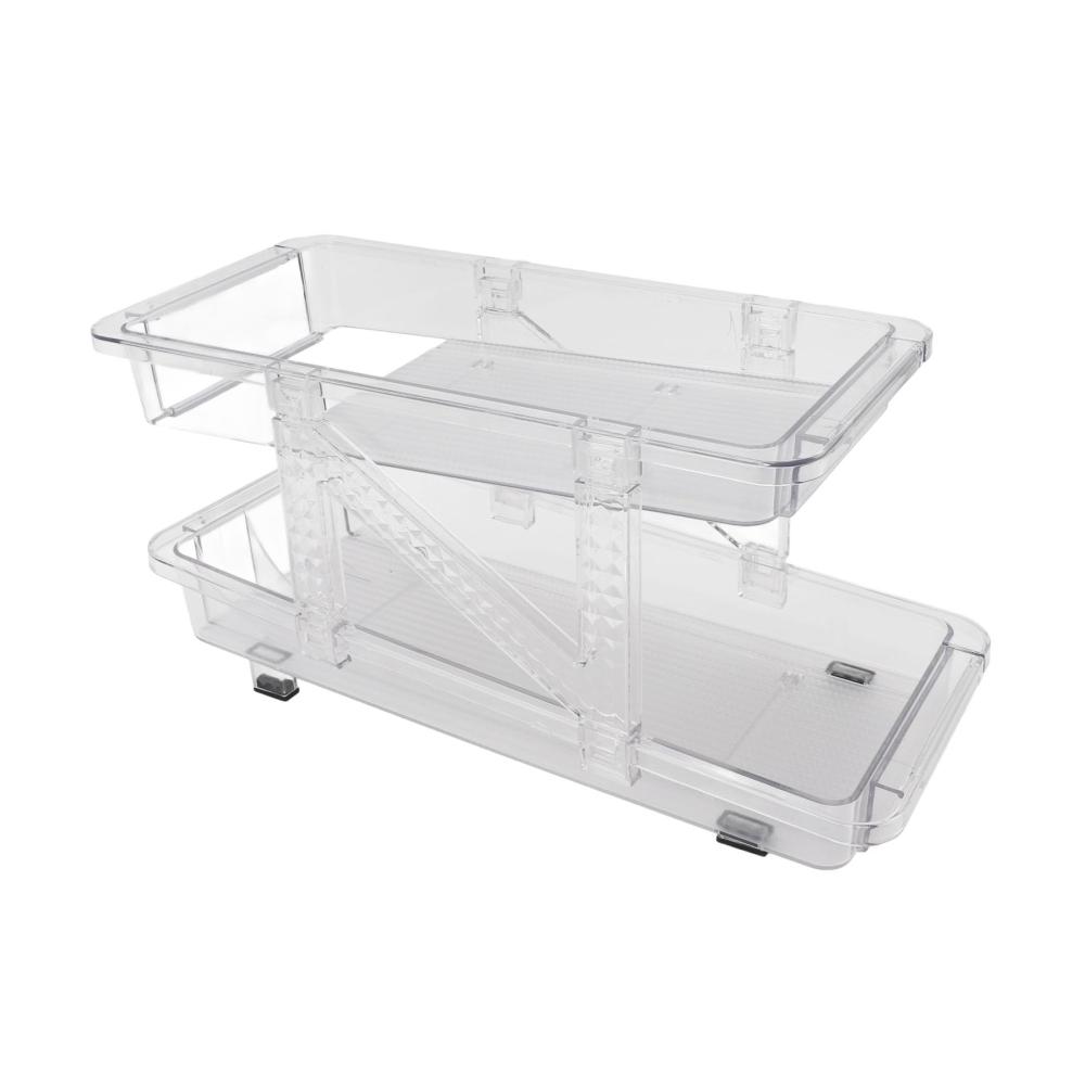 Erweiterbarer Kühlschrank-Getränke-Organizer | Transparenter 2-lagiger Schubladeneinsatz für Getränke | Platzsparender Halter mit Rollfunktion für Dosen und Flaschen