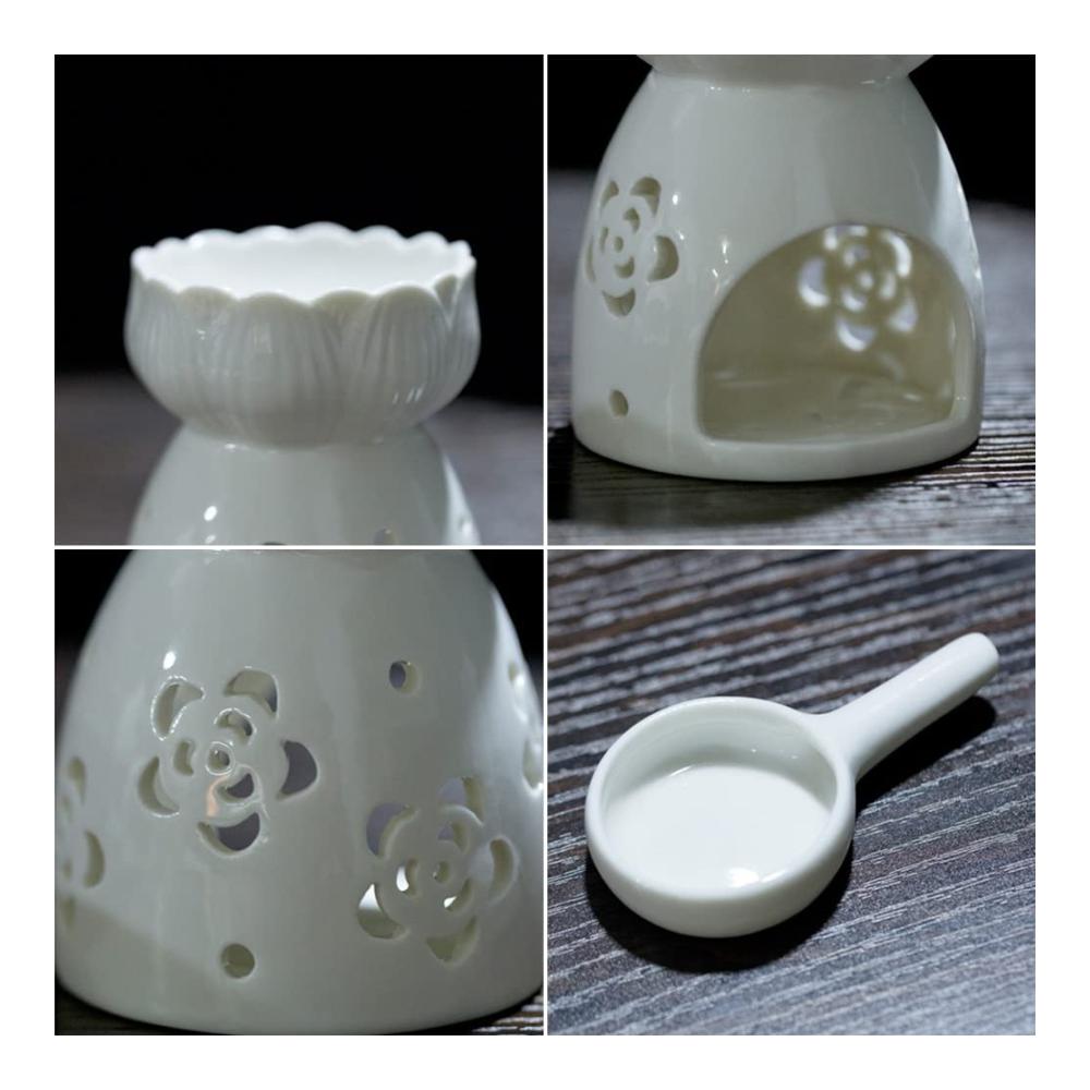 Erleuchten Sie Ihr Zuhause mit Stil! Keramik-Ölbrenner Duftwachs Schmelzwärmer - Eleganter Duftdiffusor & Teelichthalter für Wohnkultur Balkon-Spa Yoga & Meditation - Inkl. Löffel - Ideal zur Einweihung (Farbe M) - Entdecken Sie die Magie der Duftlampen