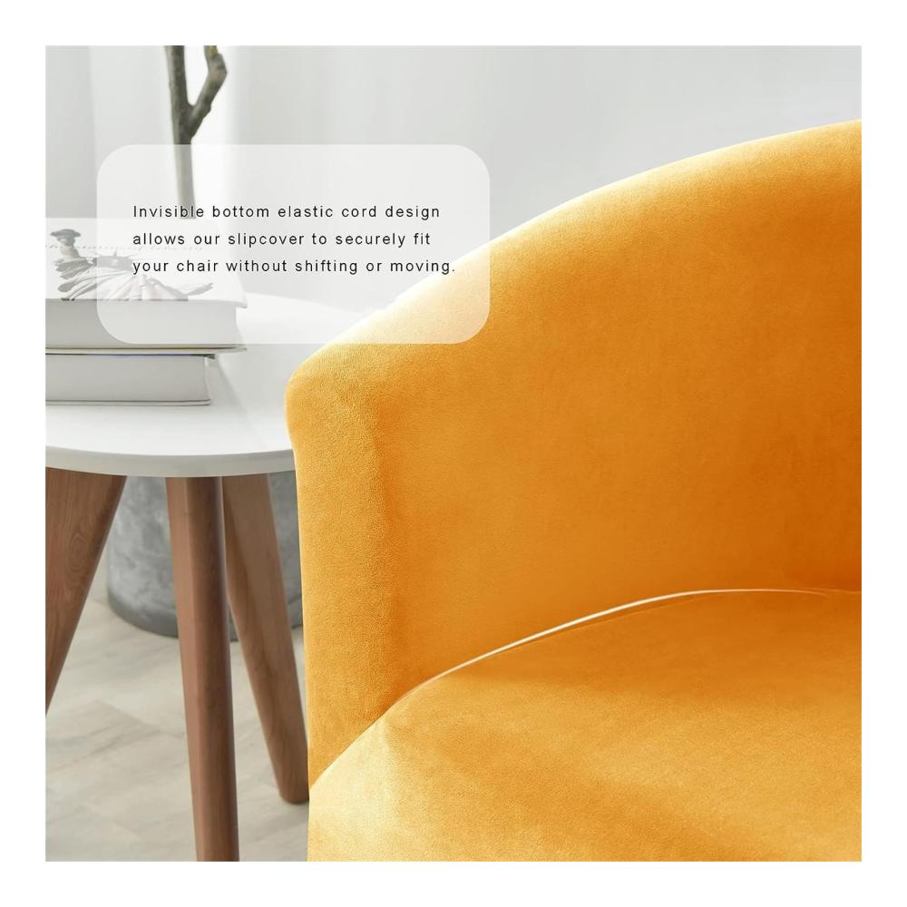 Premium Samt Sesselüberwurf für Clubstühle - Elastische Husse für Clubsessel - Waschbarer Schonbezug für Möbel - Dekorativer Sitzschutz für Wohnzimmer und Barhocker - Goldfarbenes Design
