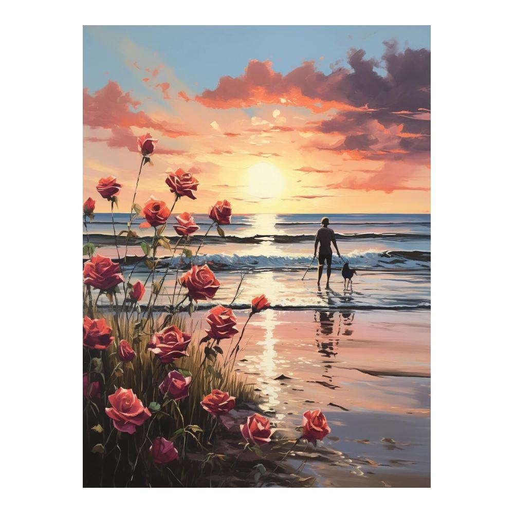 Entdecken Sie kreative Kunst Zählbare Sets Kreuzstich Stickpackungen - Vorgedruckt Ocean Beach Rose Design - Stempeltechnik - Komplettes 30 * 40cm Stickset - Ideales DIY-Geschenk für Anfänger - Umfassendes Sortiment für einzigartige Stickereiprojekte